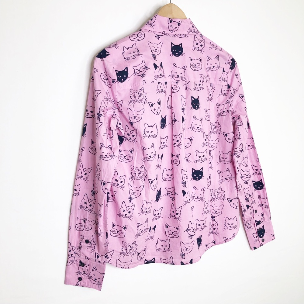 Boden black/Pink Cat Print Button-Up Shirt - Picture 4 of 12